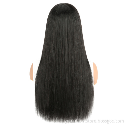 Brazilian Remy Virgin Hair Straight Full Machine Made Wig with Bangs No Lace Front Human Hair Wigs Natural Color for Black Women